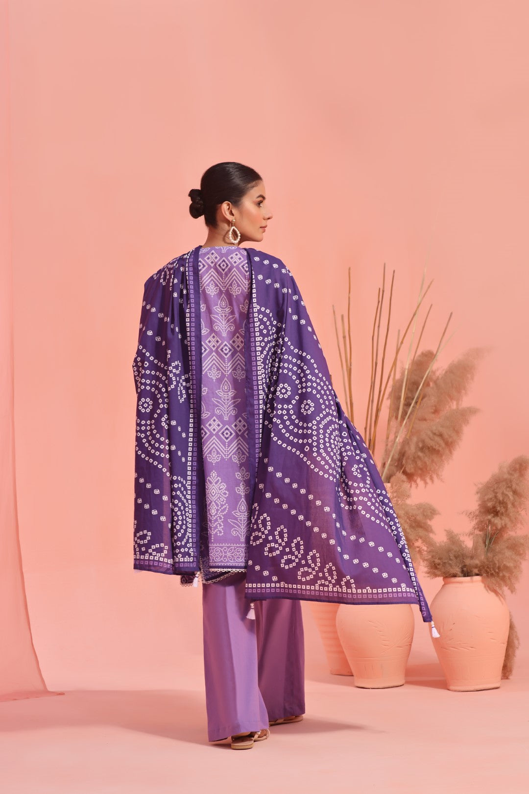 3Pc Embroidered Unstitched Lawn Light Purple - OLE3P-6160-B