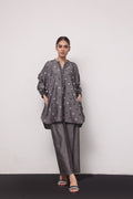 2Pc Embroidered Pret Shirt Trouser Yarn Dyed Grey - OWE2PG-2306009