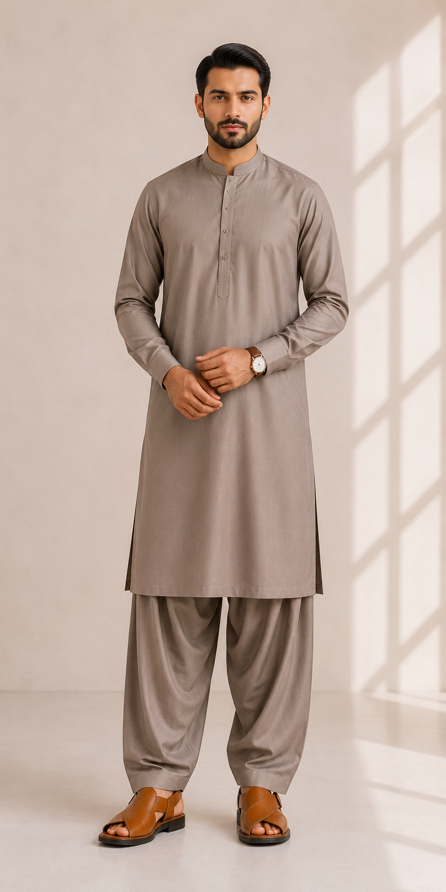 Germany Swiss Blended Unstitched Suit Creamy