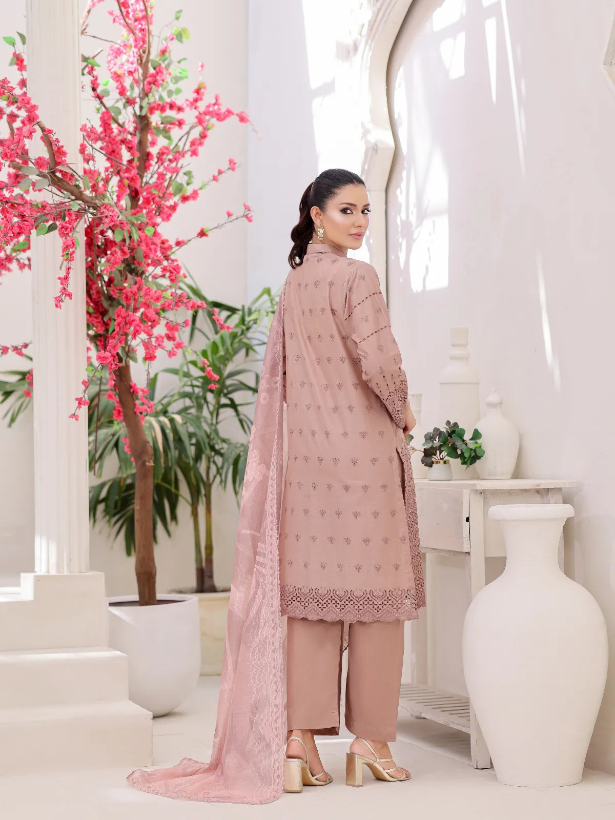 3Pc ChickenKaari Unstitched Suit Lawn Pink - OCBL3P-6433-A