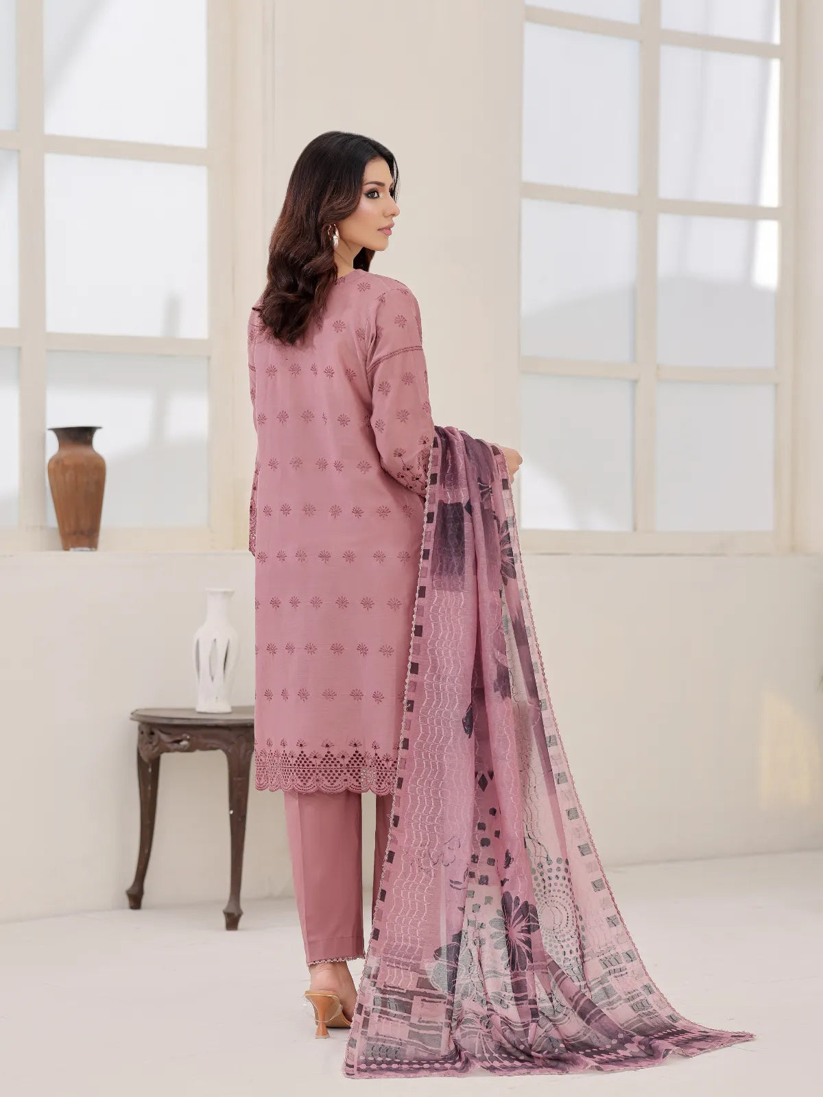 3Pc ChickenKaari Unstitched Suit Lawn Brown - OCBL3P-6435-A