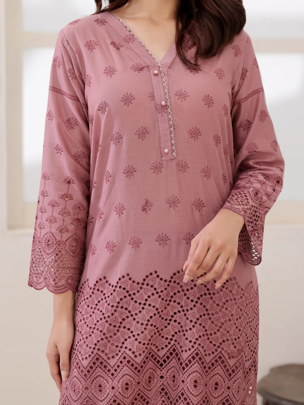3Pc ChickenKaari Unstitched Suit Lawn Brown - OCBL3P-6435-A