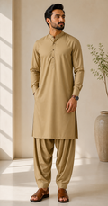Dinar Collection Blended Unstitched Suit Camel