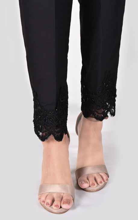 Women Black Lawn Trouser - OWECP-2109018