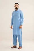 Dinar Collection Blended Unstitched Suit Light Blue
