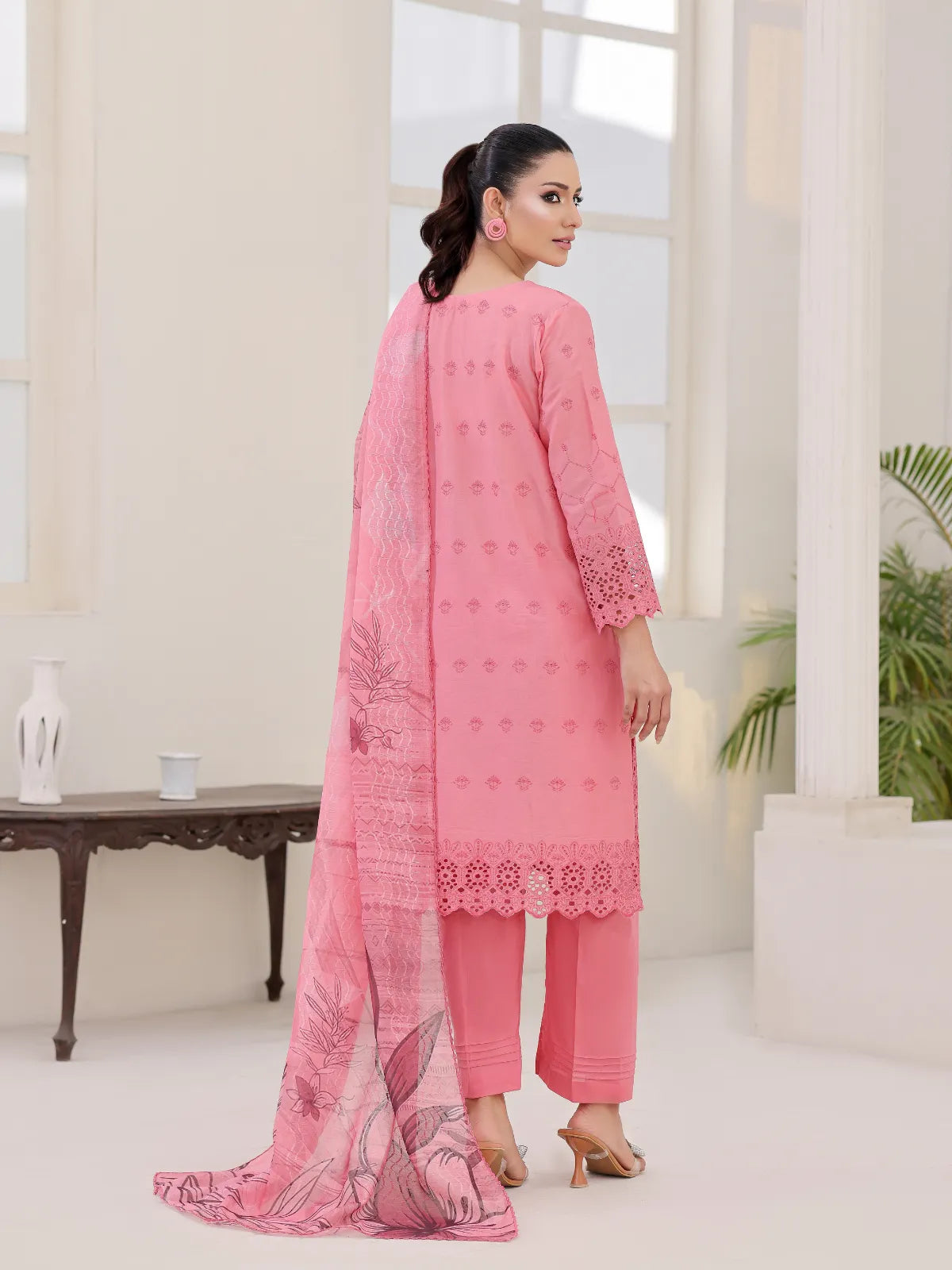3Pc ChickenKaari Unstitched Suit Lawn Light Brown - OCBL3P-6436-A