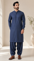 Germany Swiss Blended Unstitched Suit Navy Blue