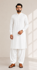 Noor E Khaas Blended Unstitched Suit White