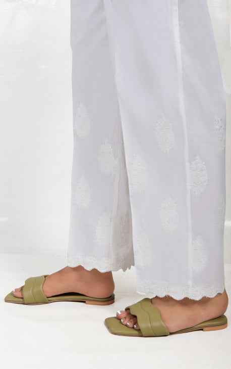 Women White Lawn Trouser - OWESP-2206033