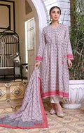 2Pc Printed Pret Shirt Dupatta Cambric White & Grey - OW2P-2208009