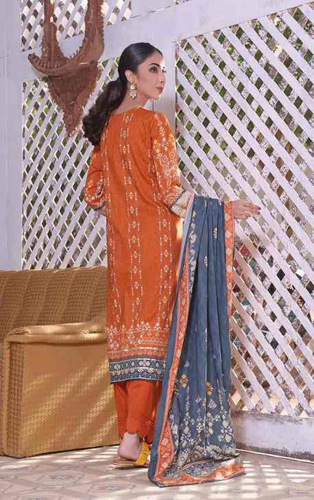 2Pc Printed Pret Shirt Dupatta Cambric Rust - OW2P-2208005