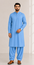 Noor E Khaas Blended Unstitched Suit Aasmani