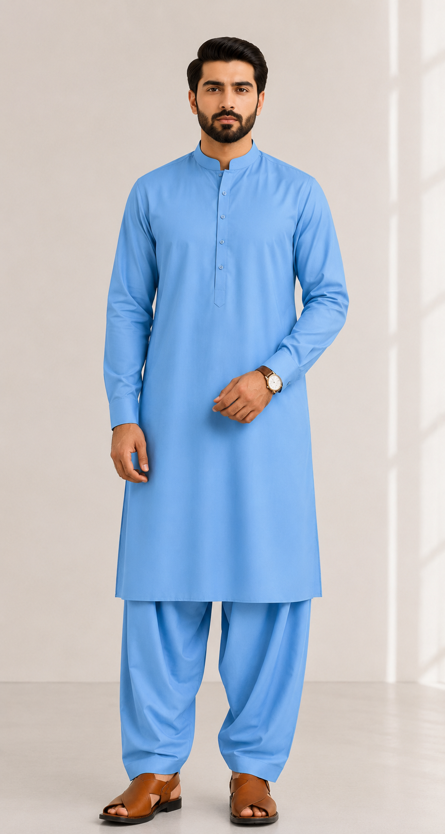 Noor E Khaas Blended Unstitched Suit Aasmani