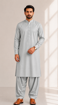 Noor E Khaas Blended Unstitched Suit Light Grey