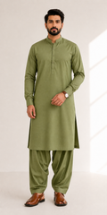 Senetor Blended Unstitched Suit – Olive Green