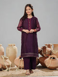 2Pc Embroidered Pret Shirt Trouser Organza Purple - OGE2PG-2406006