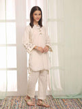 2Pc Embroidered Pret Shirt Trouser Dyed Cambric Off White - OGE2PG-25034