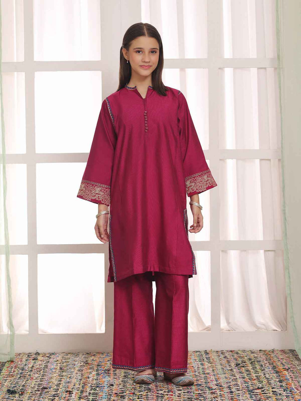 2Pc Embroidered Pret Shirt Trouser Cotton Silk Atishi - OGE2PG-2506018