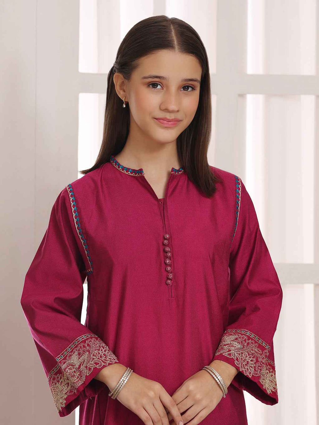 2Pc Embroidered Pret Shirt Trouser Cotton Silk Atishi - OGE2PG-2506018