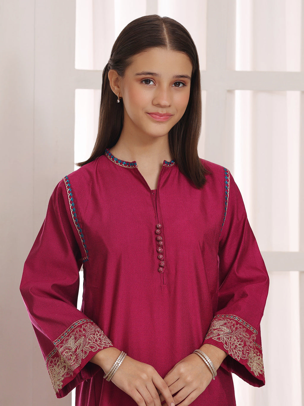 2Pc Embroidered Pret Shirt Trouser Cotton Silk Atishi - OGE2PG-2506018