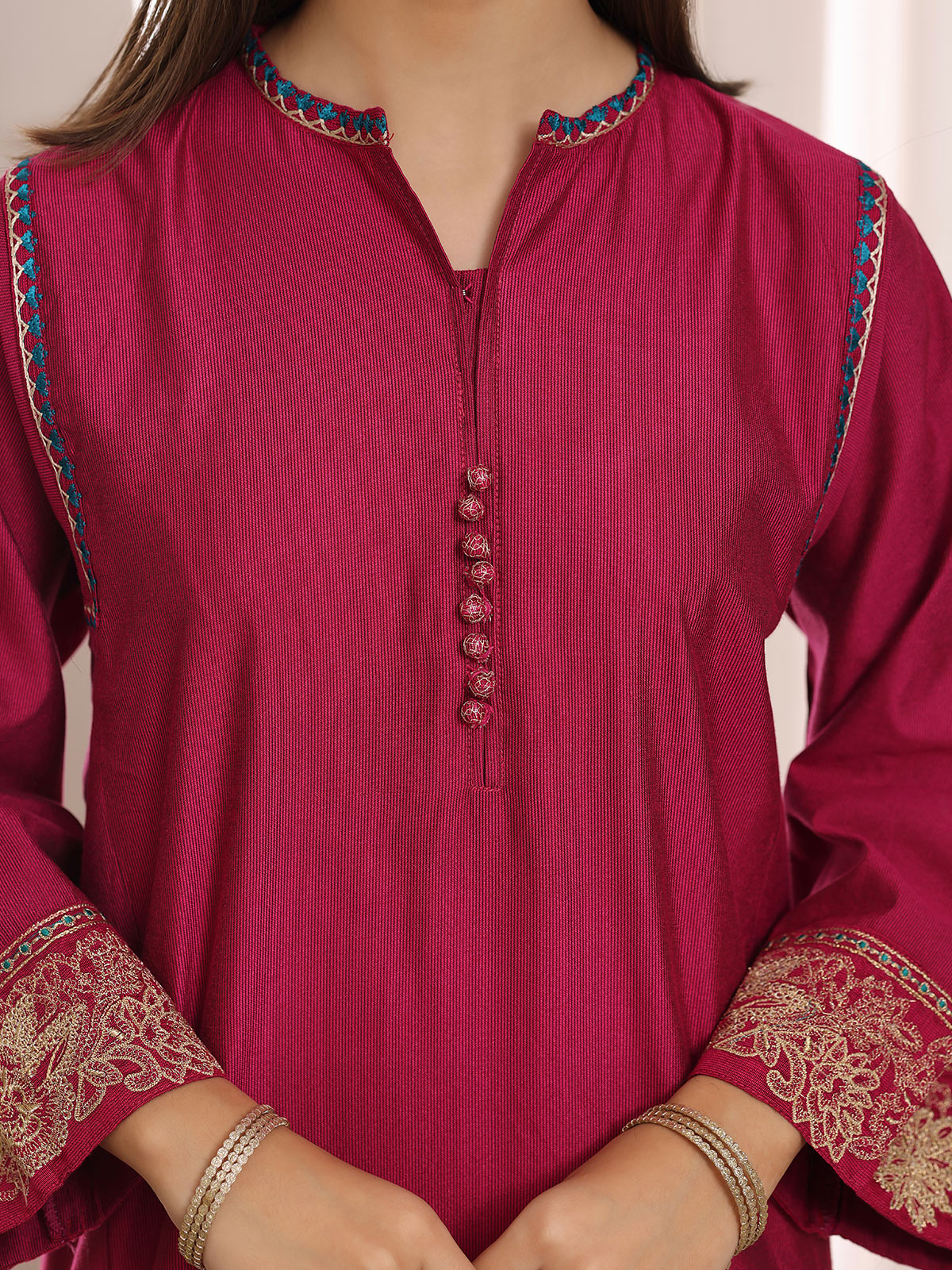 2Pc Embroidered Pret Shirt Trouser Cotton Silk Atishi - OGE2PG-2506018