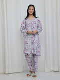 2Pc Printed Pret Shirt Trouser Lawn White & Purple - OG2P-2506008