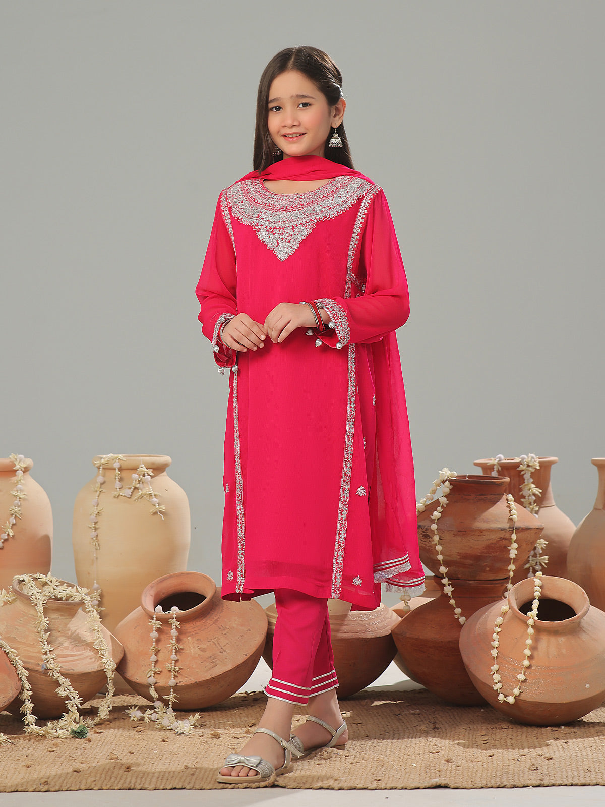 3Pc Embroidered Pret Suit Chiffon Aatishi - OGE3P-2408030