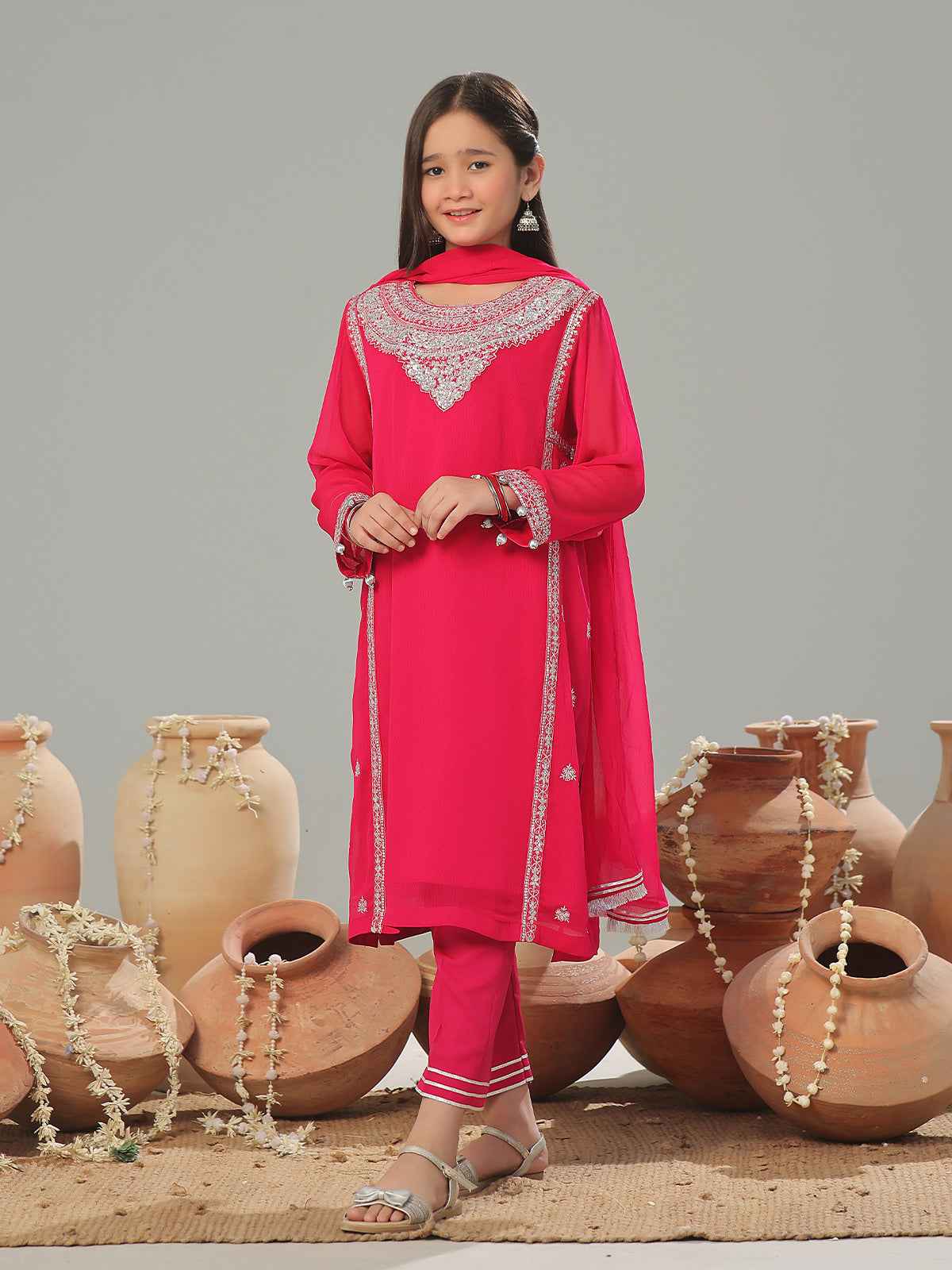 3Pc Embroidered Pret Suit Chiffon Aatishi - OGE3P-2408030