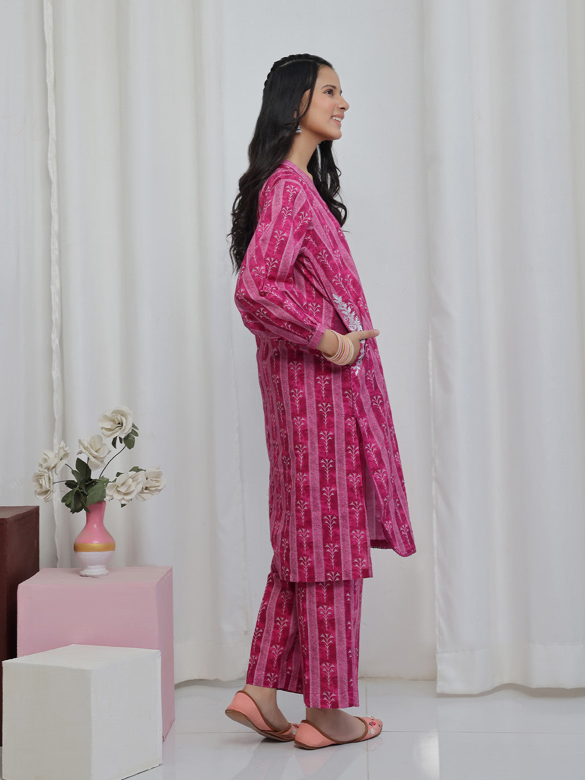 2Pc Embroidered Pret Shirt & Trouser Lawn Magenta - OGE2P-2506017