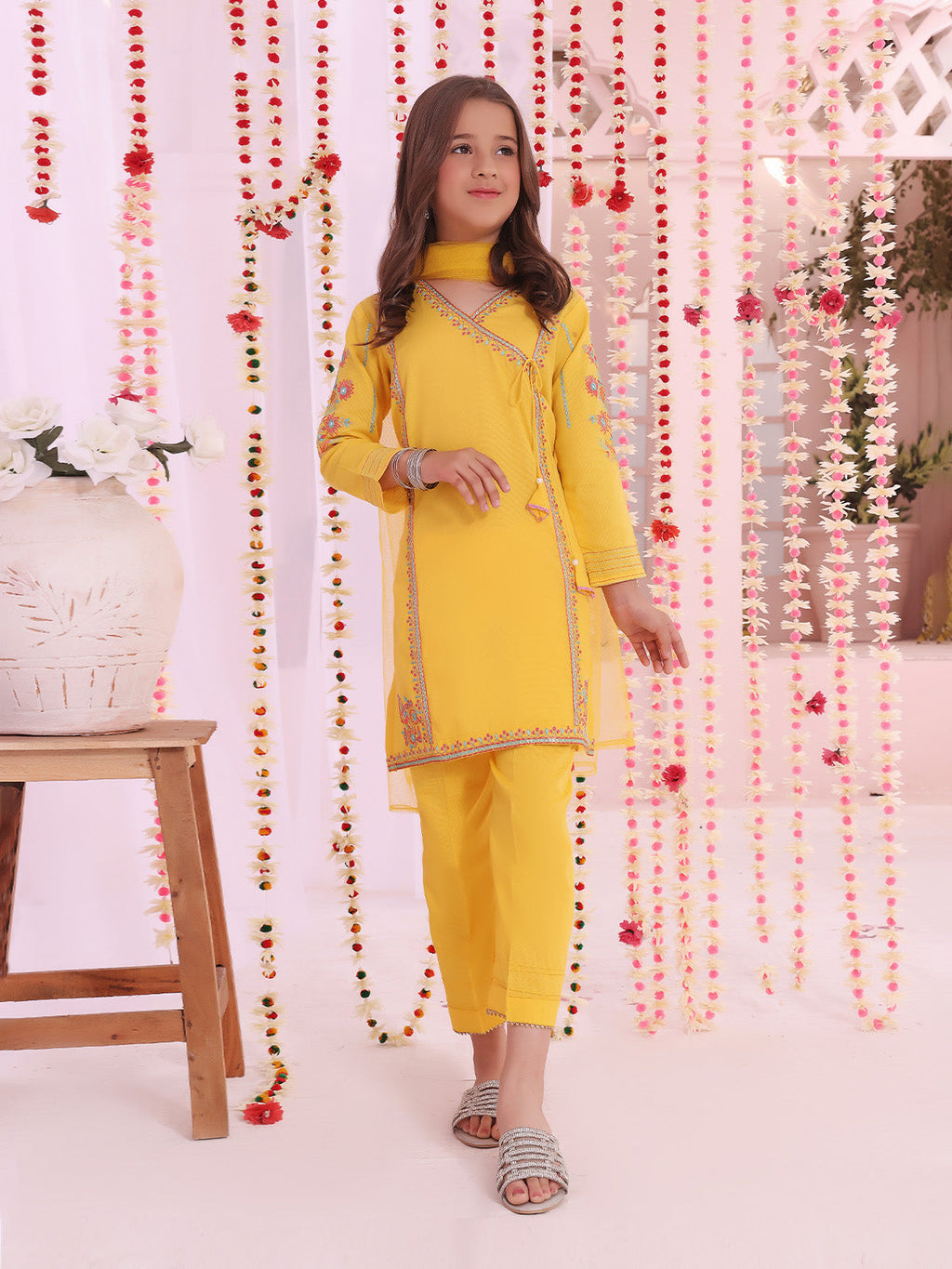 3Pc Embroidered Suit Pret Dobby Yellow - OGE3P-2211045