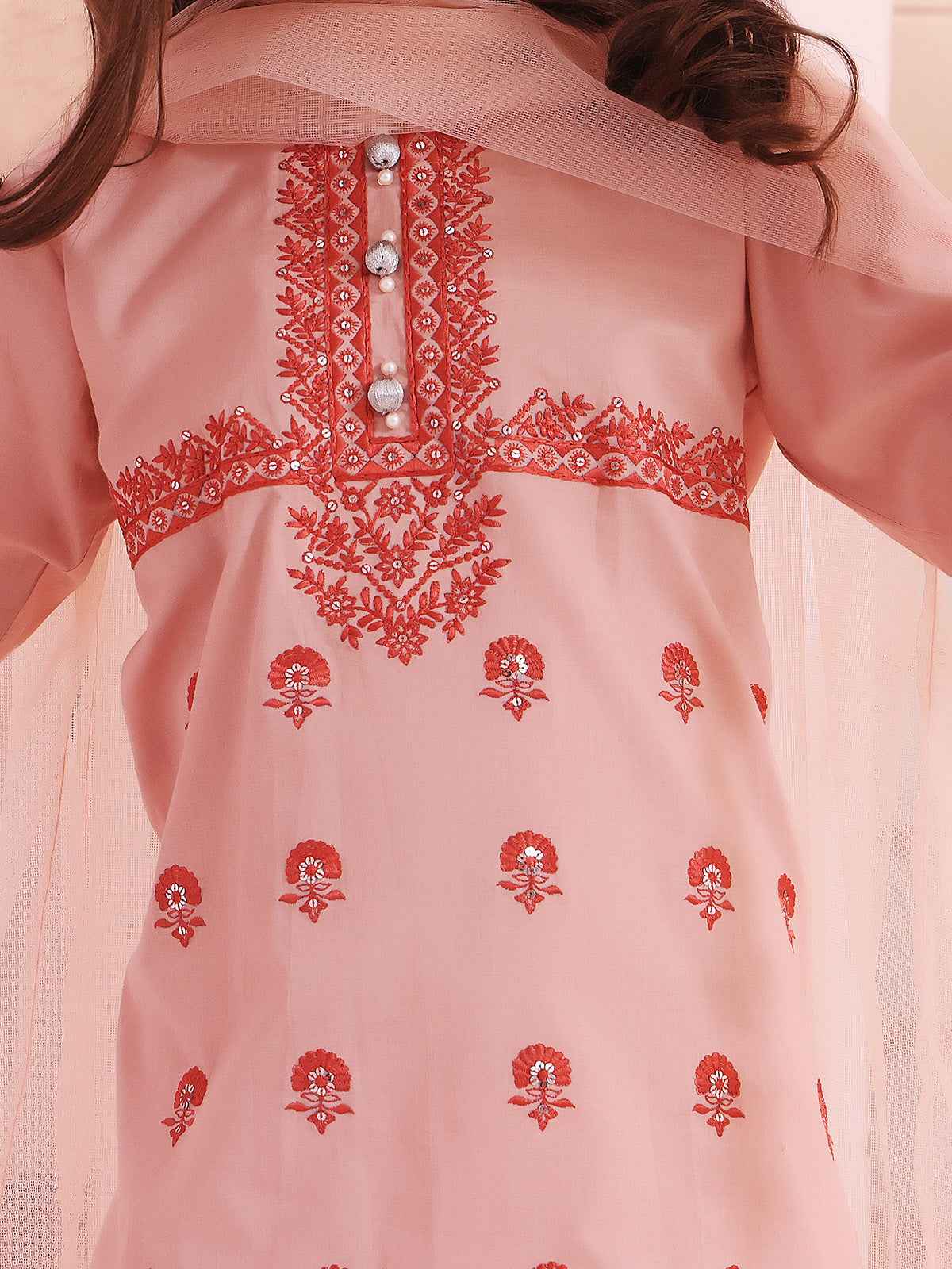 3Pc Embroidered Suit Pret Lawn Peach - OGE3P-2211048