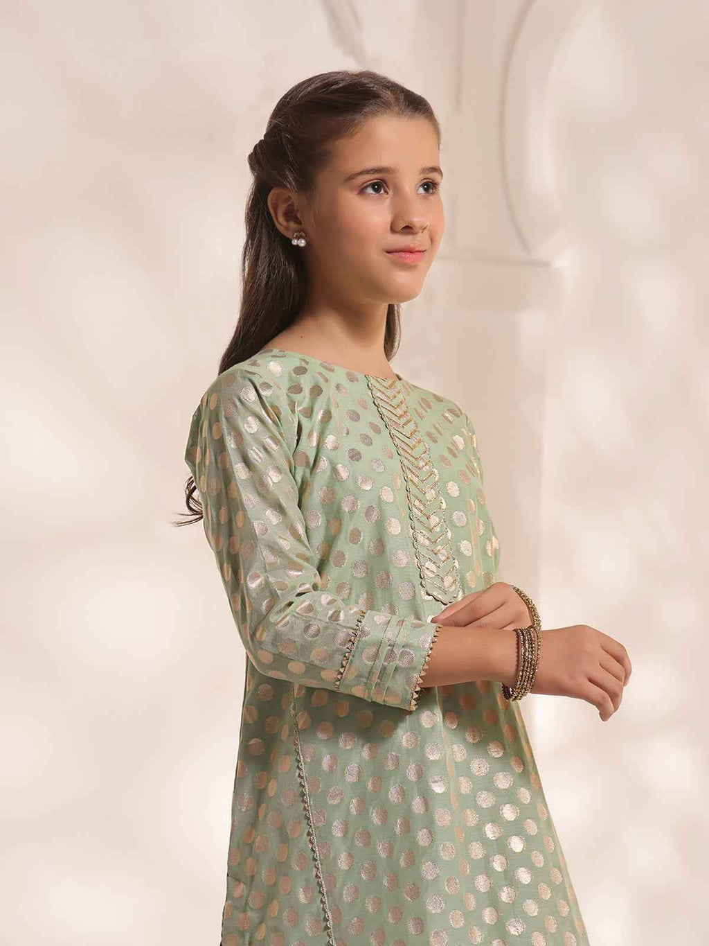 2Pc Fancy Pret Shirt Trouser Jacquard Green - OG2PG-2303011-1