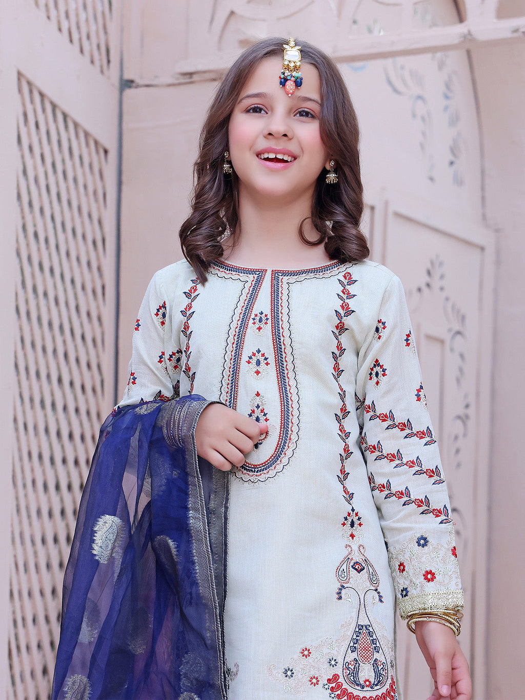 2Pc Embroidered Pret Shirt Dupatta Masoori Fawn - OGE2P-2209009