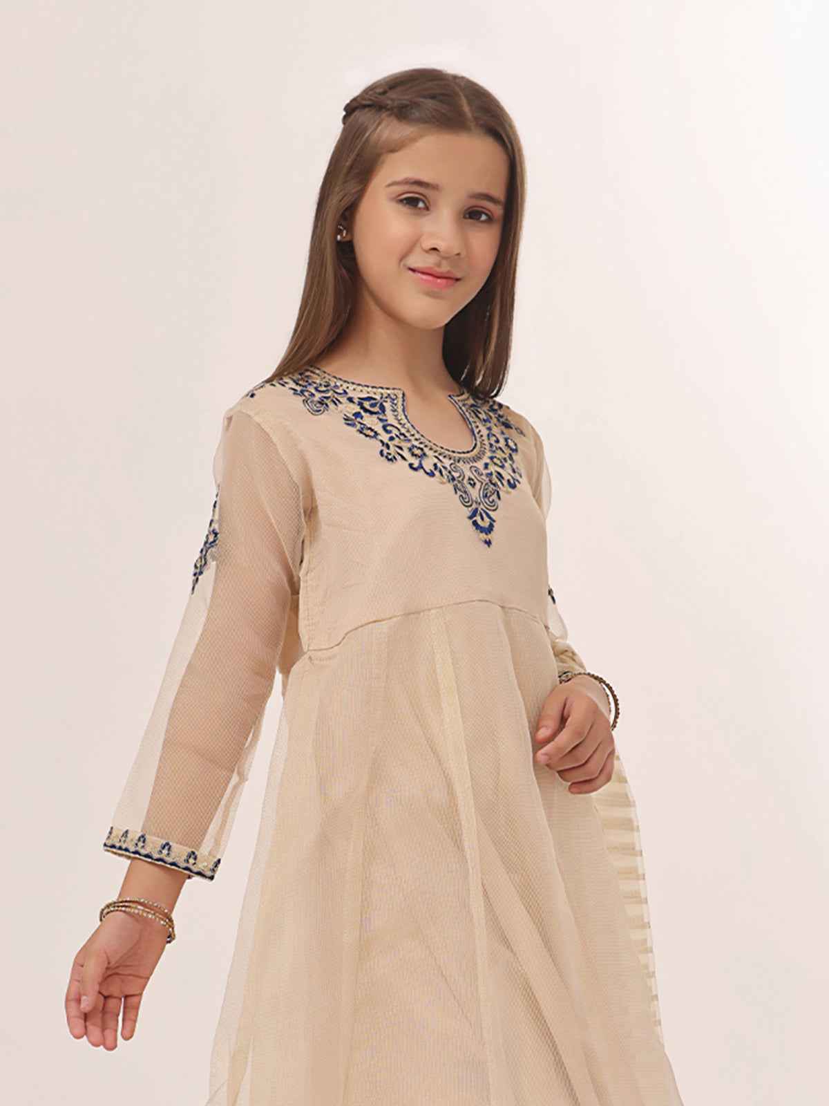 3Pc Embroidered Suit Pret Masoori Golden - OGE3P-2303021