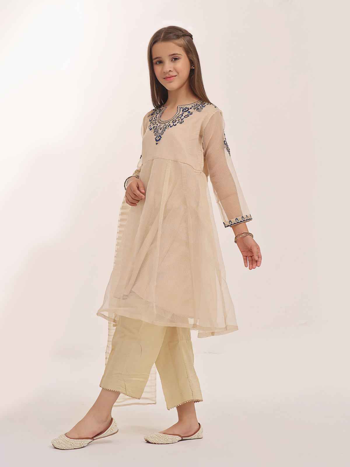 3Pc Embroidered Suit Pret Masoori Golden - OGE3P-2303021