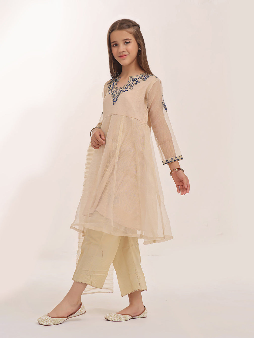 2Pc Embroidered Pret Shirt Trouser Masoori Golden - OGE2P-2303021