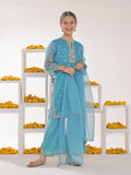 3Pc Embroidered Suit Pret Organza Blue - OGE3P-2311011