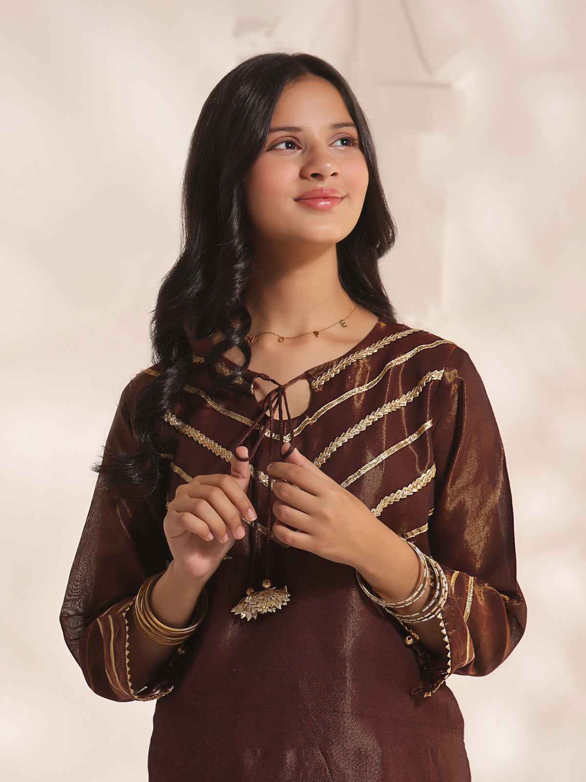 1Pc Fancy Pret Kurti Masoori Maroon - OGKTG-2303016