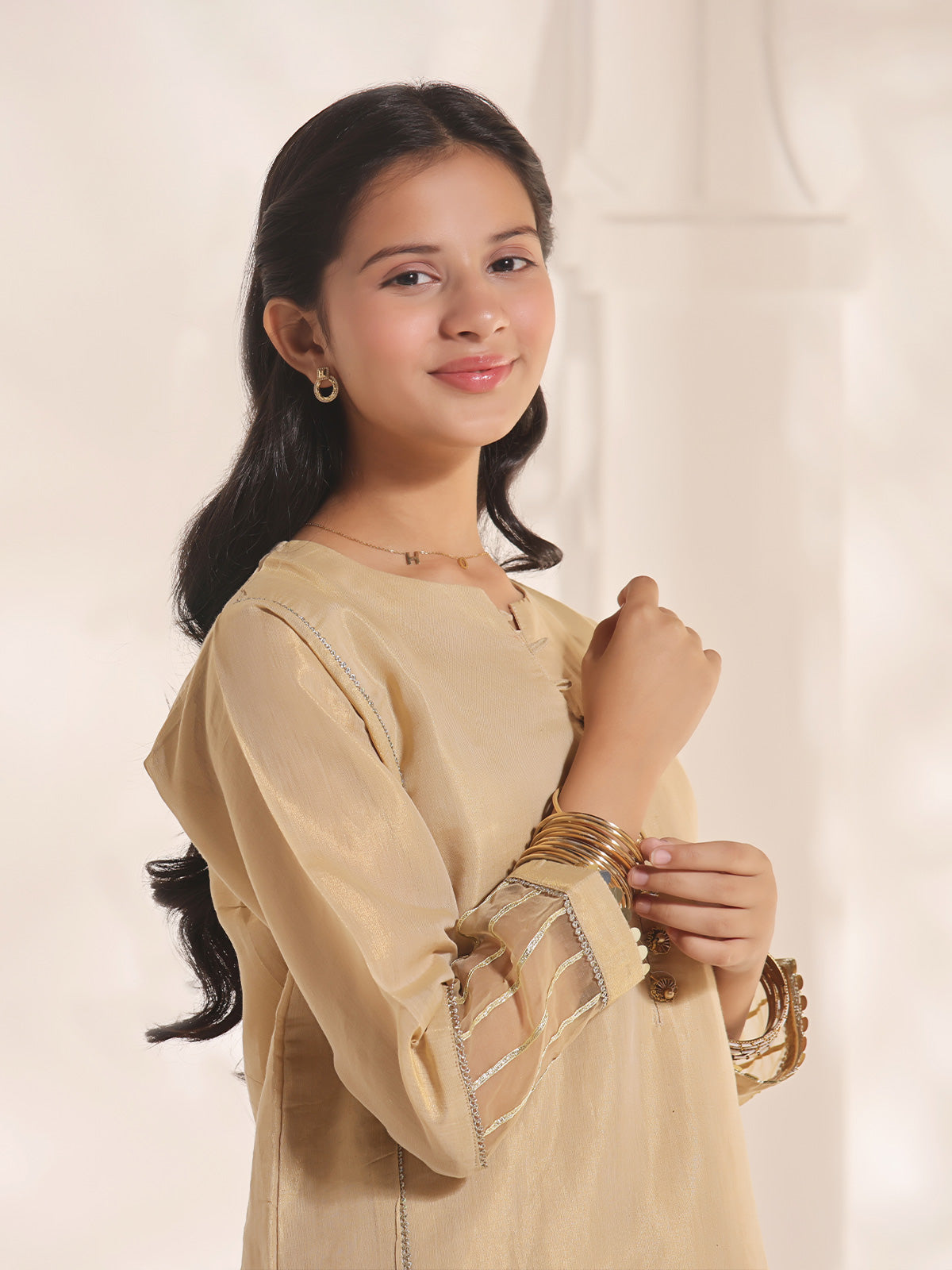 1Pc Fancy Pret Kurti Masoori Golden - OGKTG-2303017