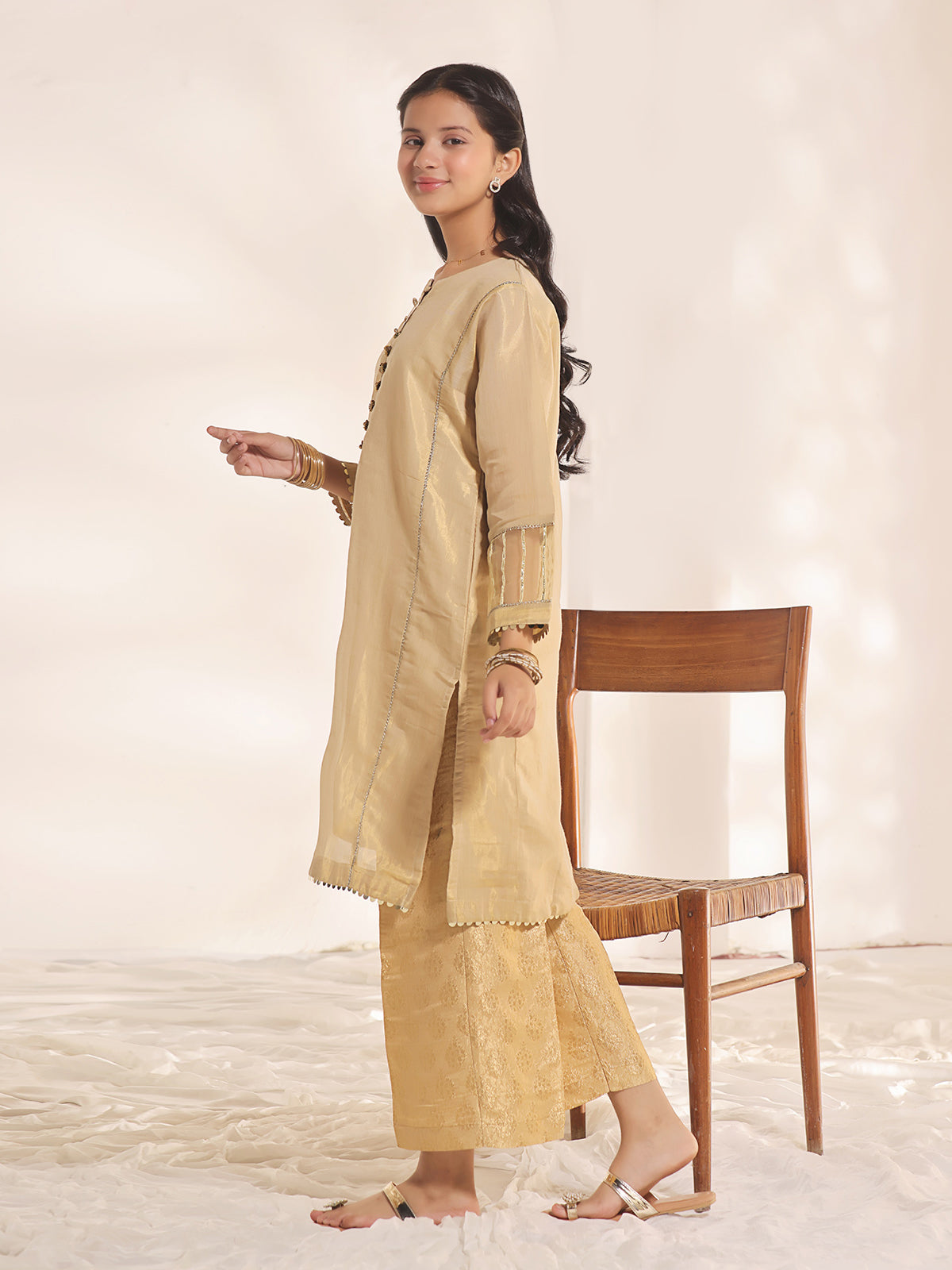 1Pc Fancy Pret Kurti Masoori Golden - OGKTG-2303017