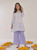 2Pc Printed Pret Shirt Trouser Lawn White & Purple - OG2P-2401042