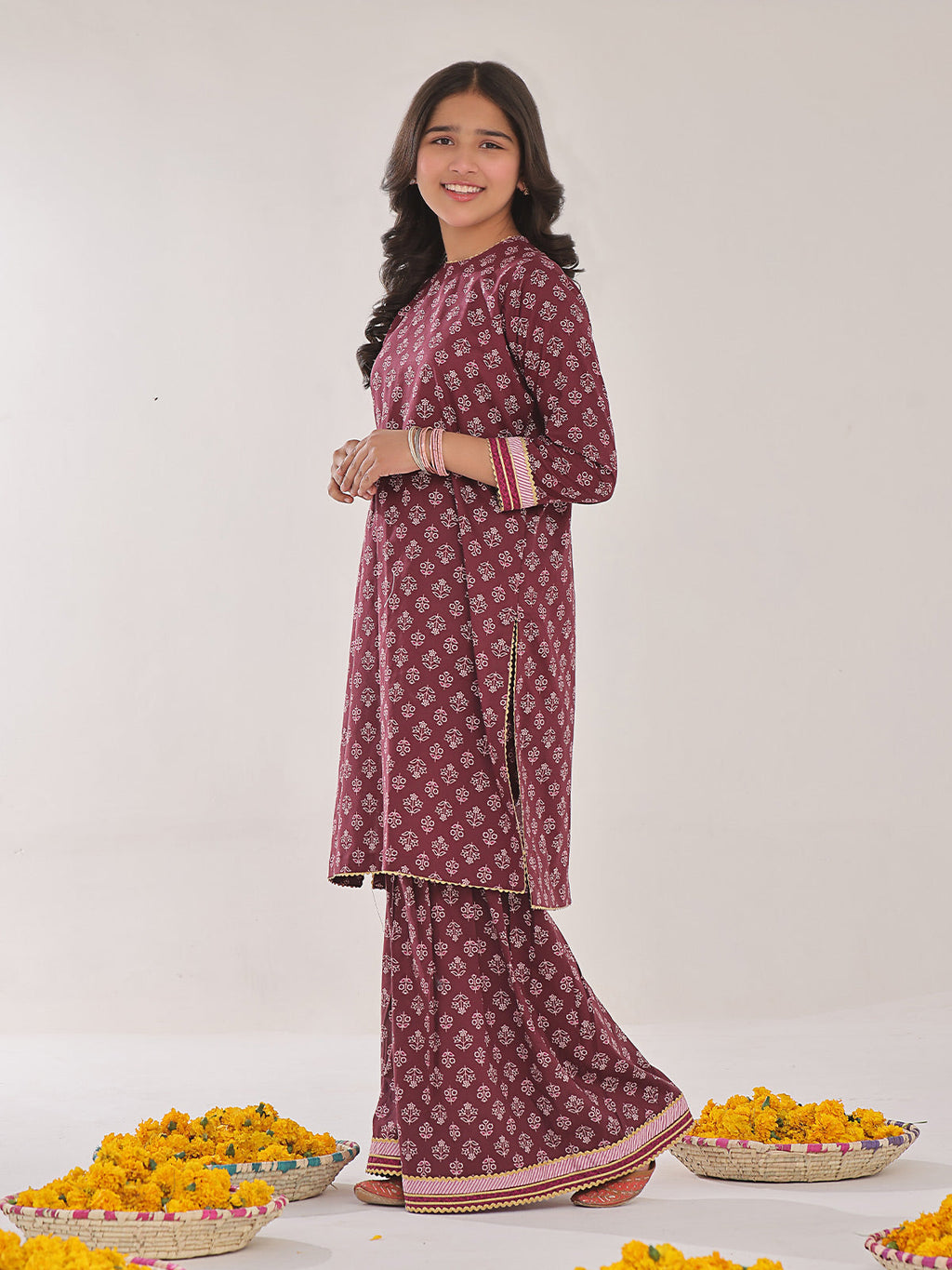 2Pc Printed Pret Shirt Trouser Lawn Maroon - OG2P-2401044