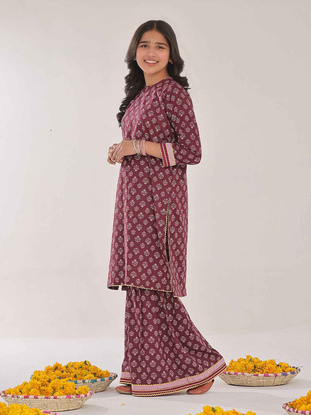 2Pc Printed Pret Shirt Trouser Lawn Maroon - OG2P-2401044