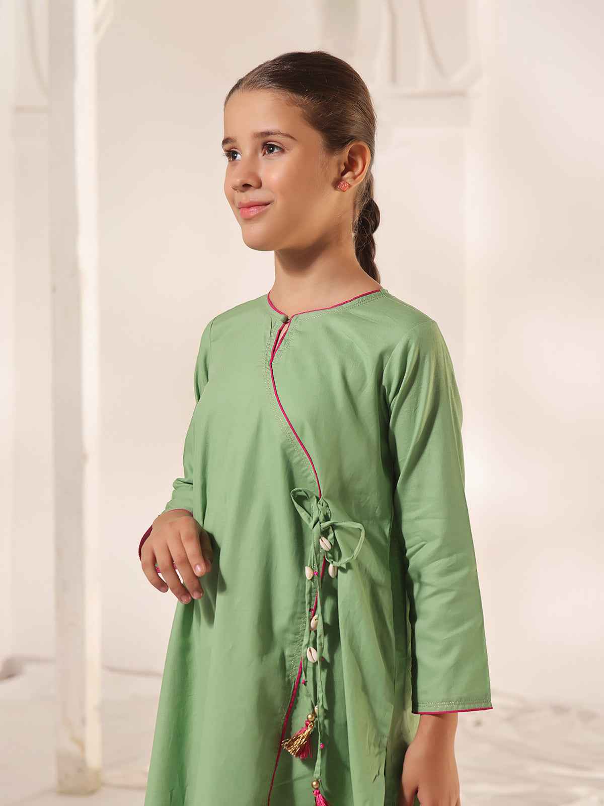 2Pc Dyed Pret Shirt Dupatta Dobby Green - OG2PG-2309008