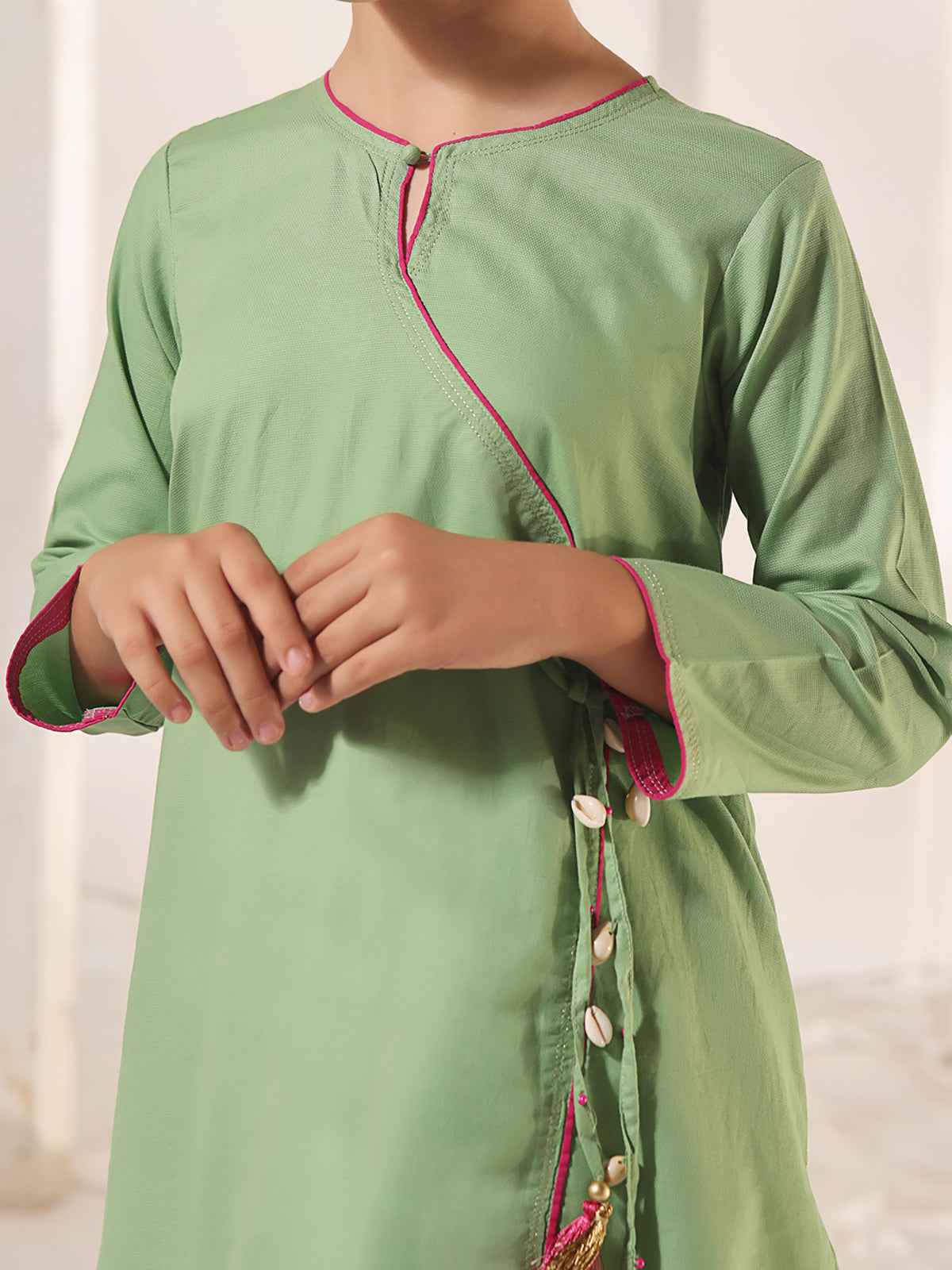 2Pc Dyed Pret Shirt Dupatta Dobby Green - OG2PG-2309008