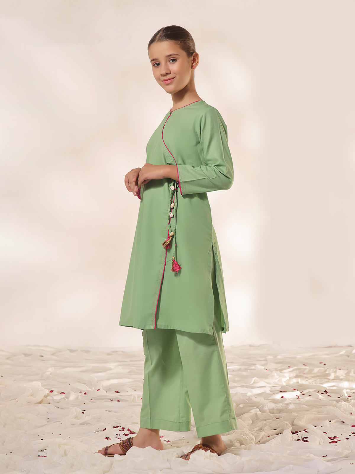 2Pc Dyed Pret Shirt Dupatta Dobby Green - OG2PG-2309008