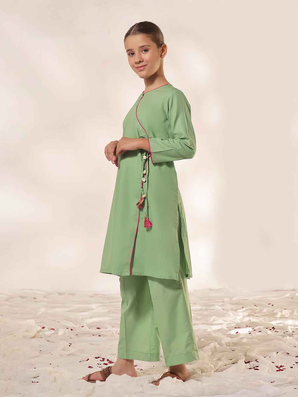2Pc Dyed Pret Shirt Dupatta Dobby Green - OG2PG-2309008