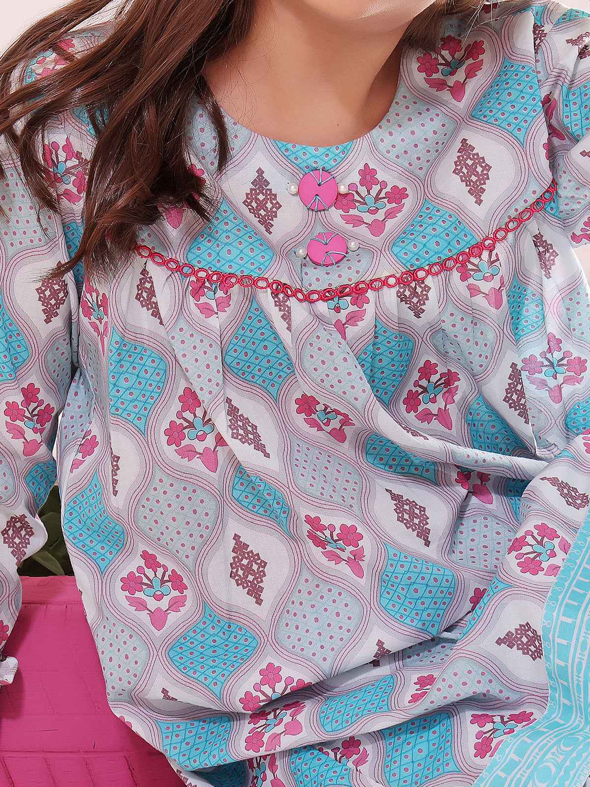 1Pc Printed Pret Kurti Lawn Ferozi - OGKT-2301020