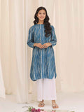 1Pc Printed Pret Kurti Cotton Blue - OGKT-2310001