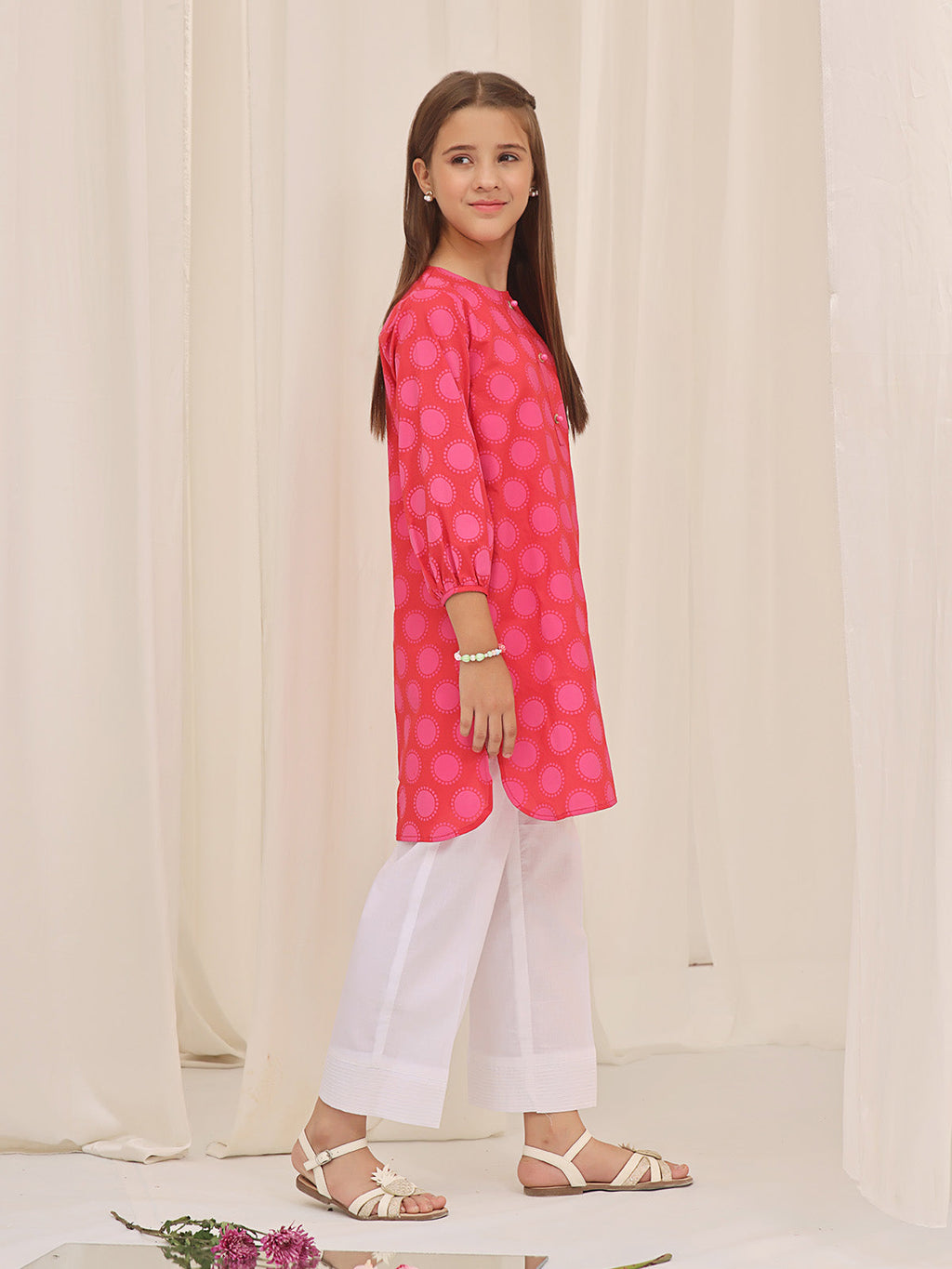 1Pc Printed Pret Kurti Cotton Dark Orange - OGKT-2310006